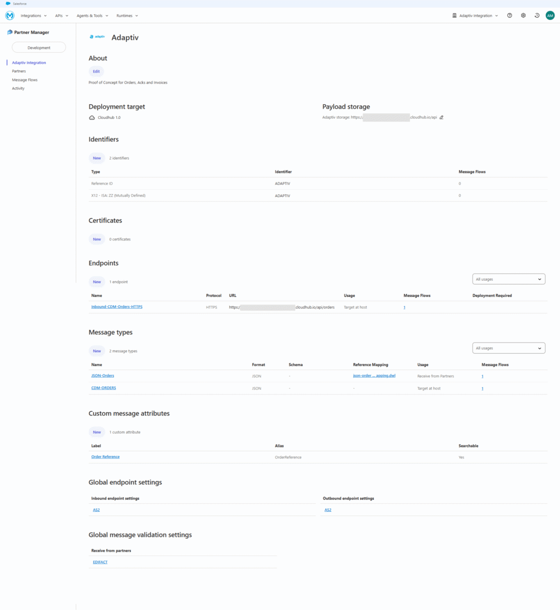 Image 2: Anypoint Partner Manager Internal Business Unit Interface