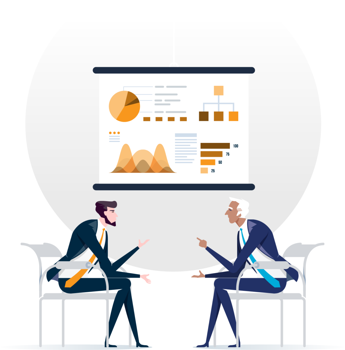 vector of two men discussing