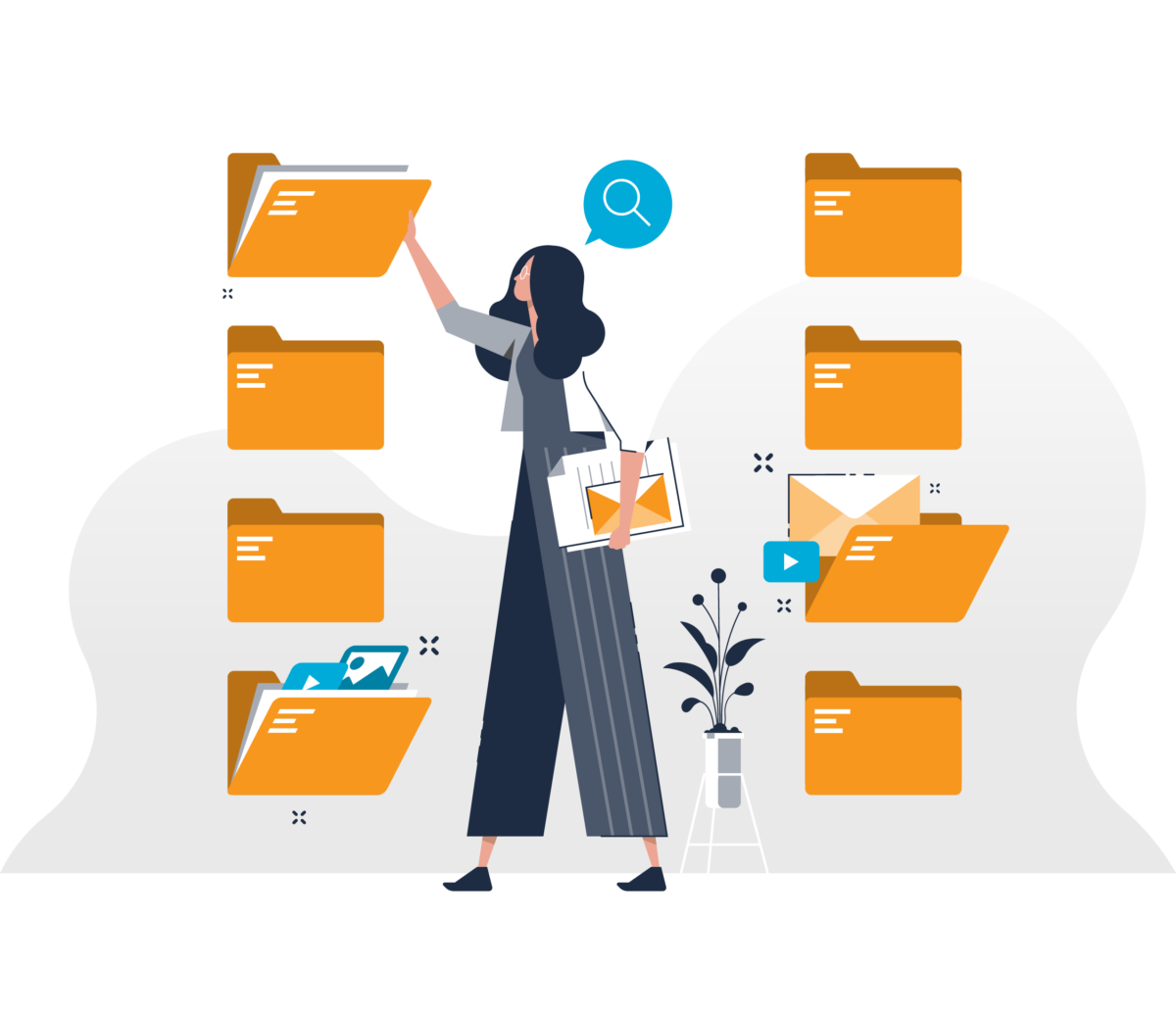 woman organising folders