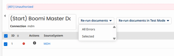 Figure 5 Rerunning a document from the Start step