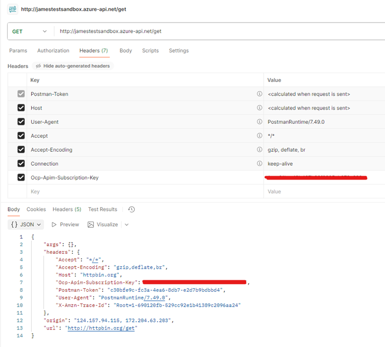 Figure 6 - Responses generated when sending GET request from Postman