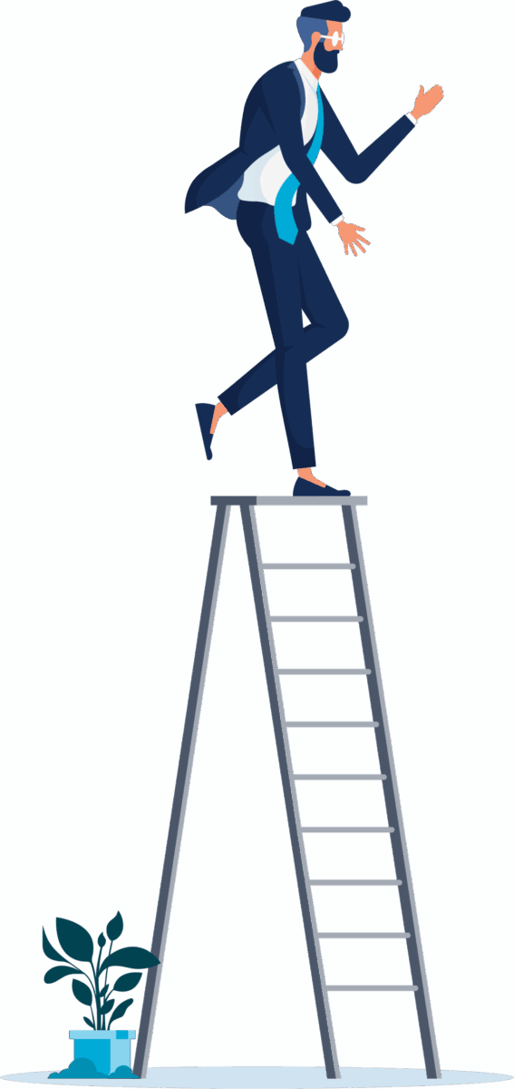 vector of a man on ladder