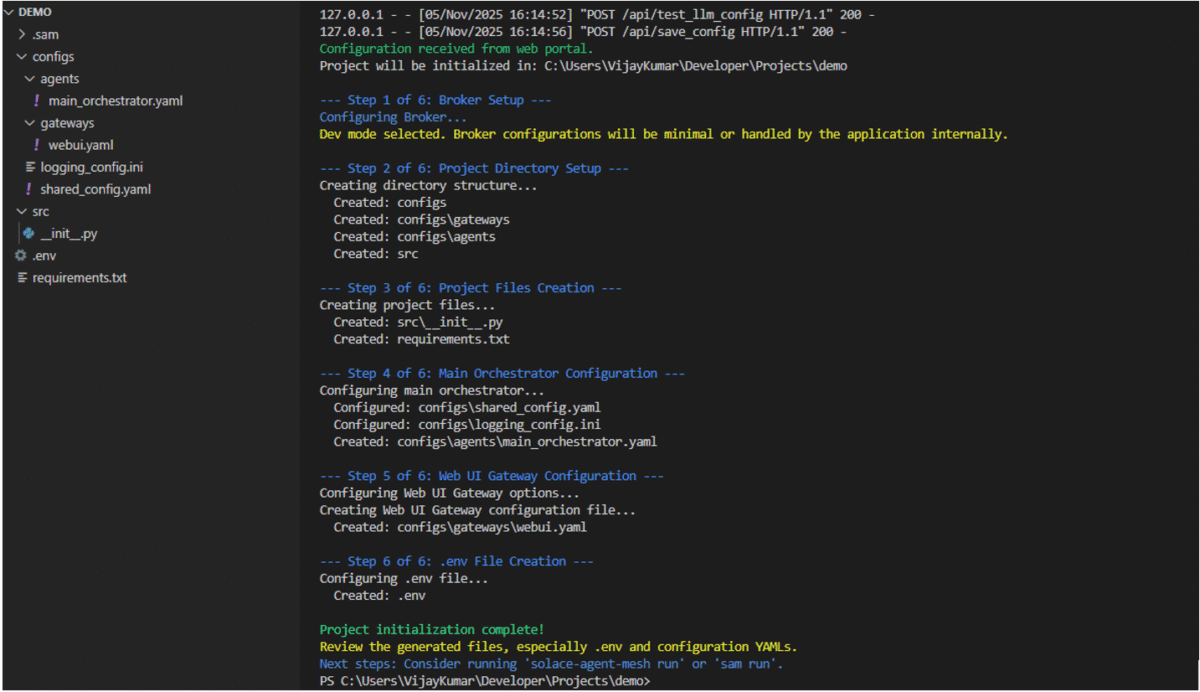 Image 2: Project initialised and directories set up