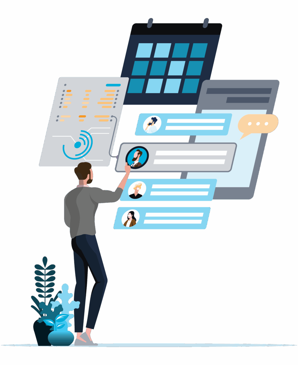vector of man and dashboards