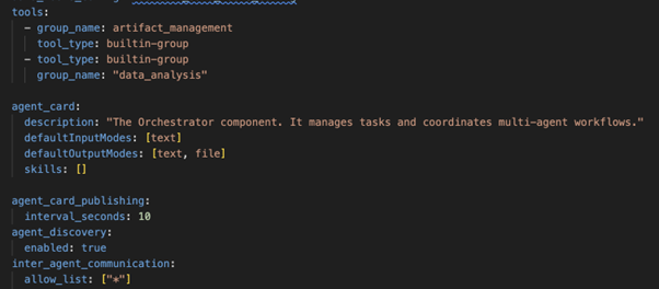 Orchestrator Agent - Agent card