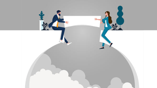 two people building a bridge