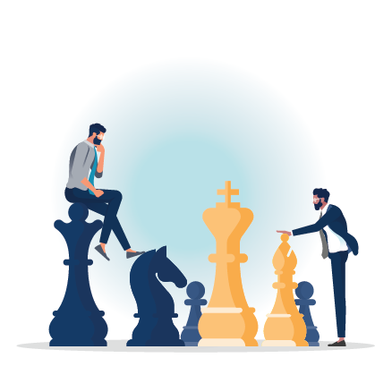 vector of men playing chess