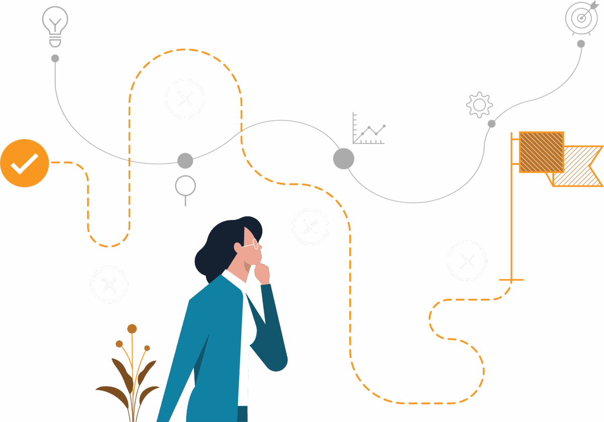 vector of woman and roadmap