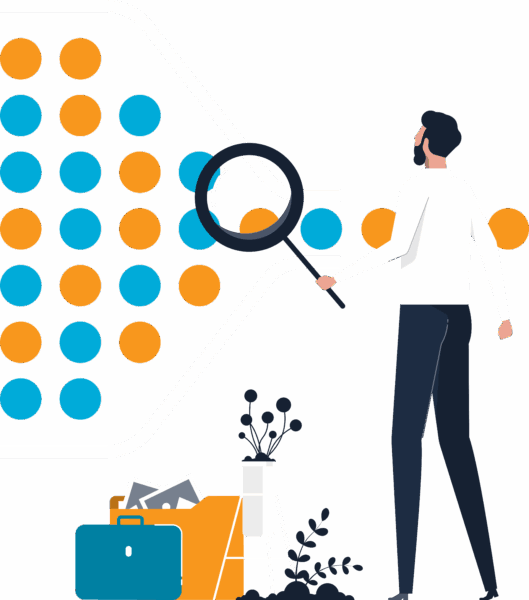 vector of man looking at dots