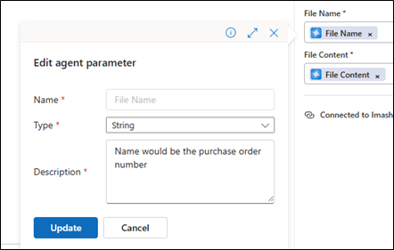Figure 11 Providing the agent parameters with detailed description