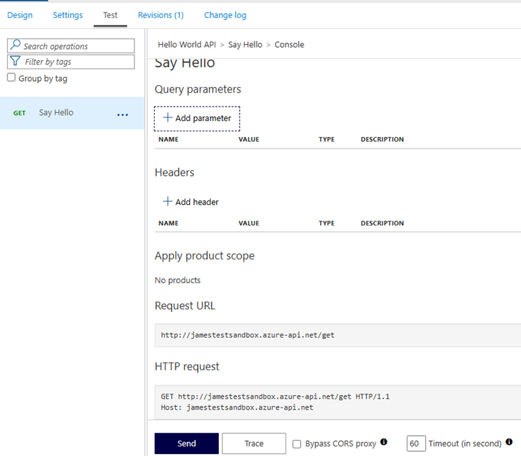 figure 4 - Testing API Settings
