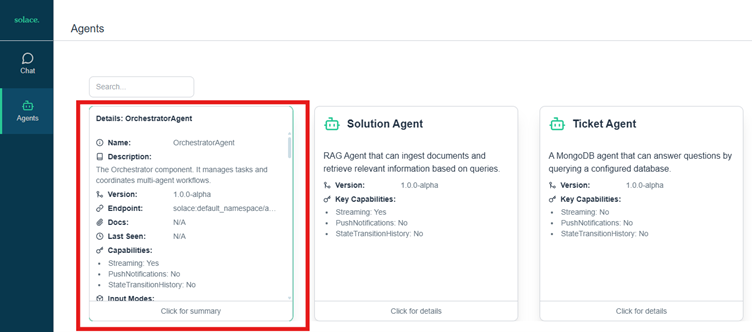 image 7 Agent card view in Solace Agent Mesh