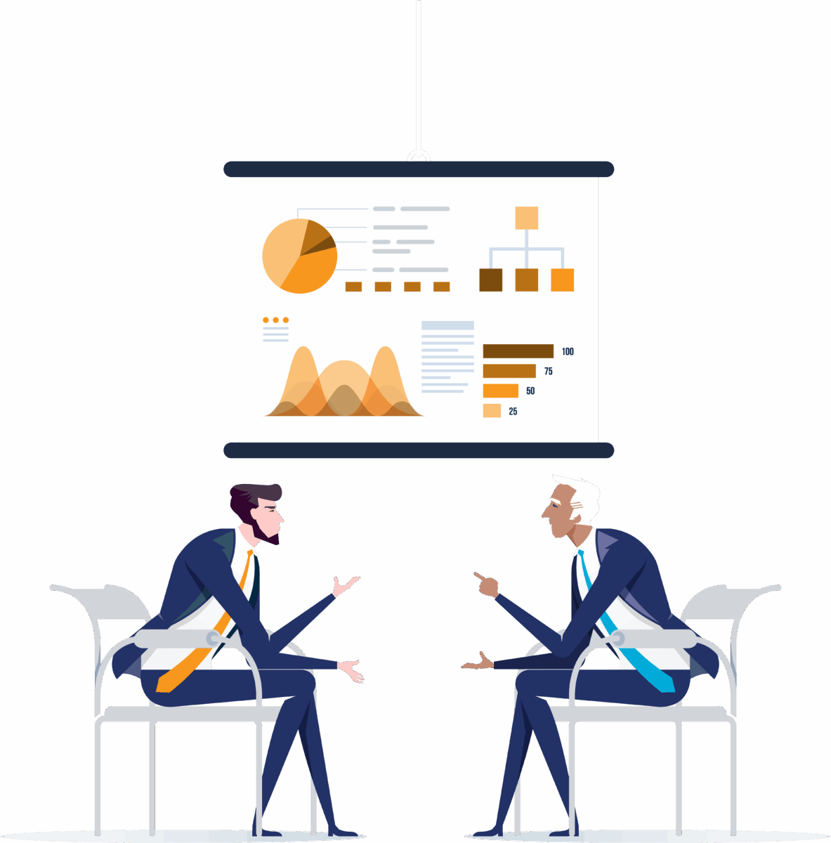 vector of two men sitting