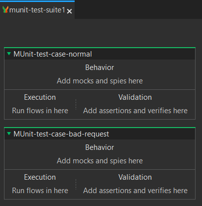 Image 1: Skeleton of a MUnit Test Suite with two Test Cases