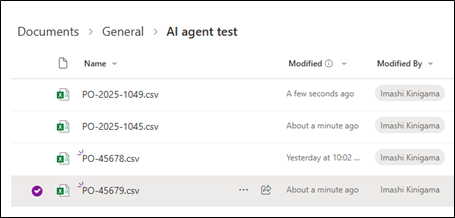 positive test case CSV to Sharepoint