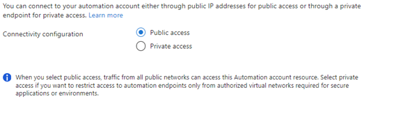public access connectivity configuration